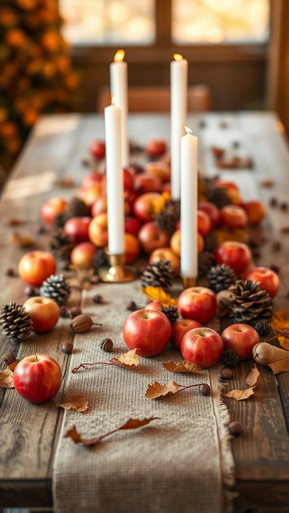 apple themed table centerpiece design