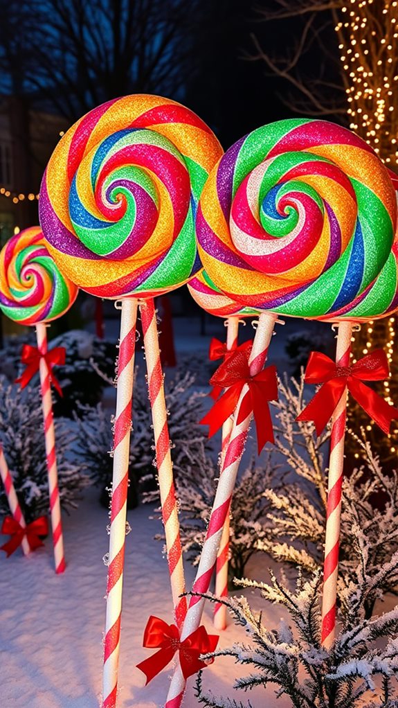 colorful candy themed garden decor