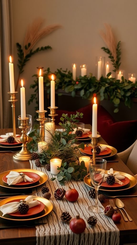 eclectic festive dining setup