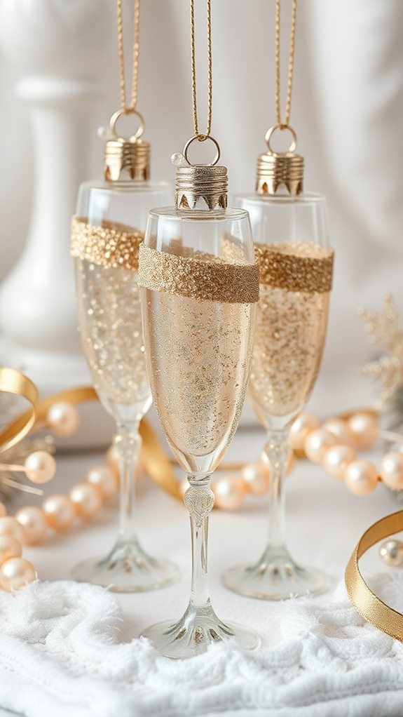 elegant champagne glass ornaments