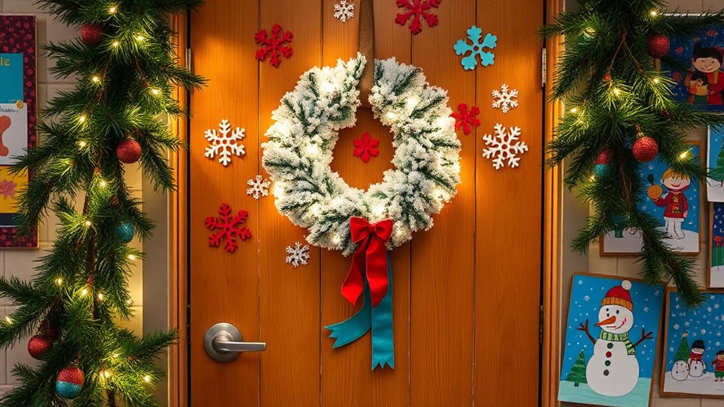 festive classroom door decor