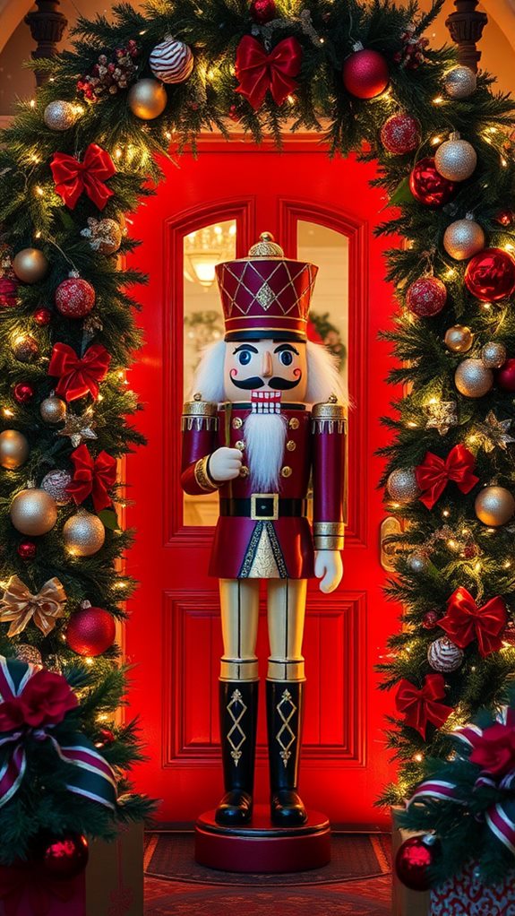 festive nutcracker door decor