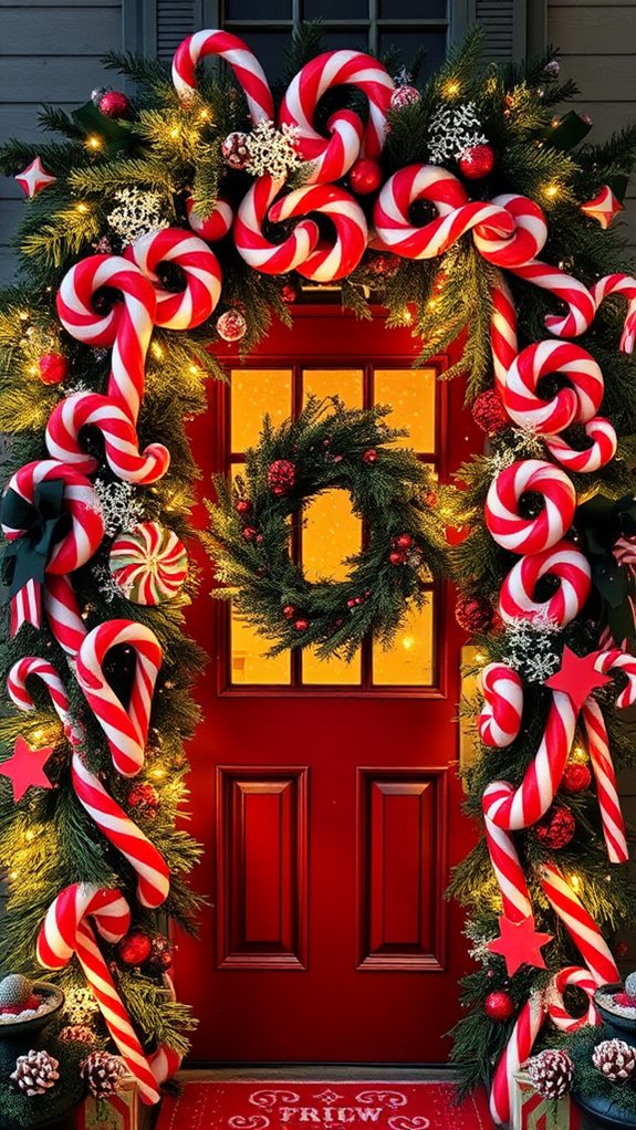 festive peppermint doorway decor