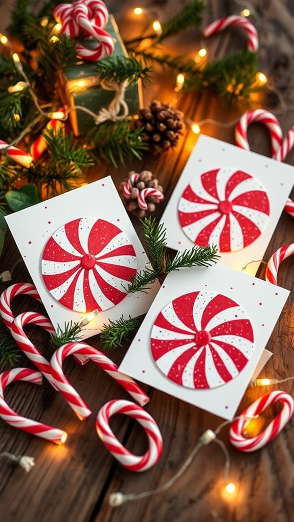 festive peppermint holiday cards