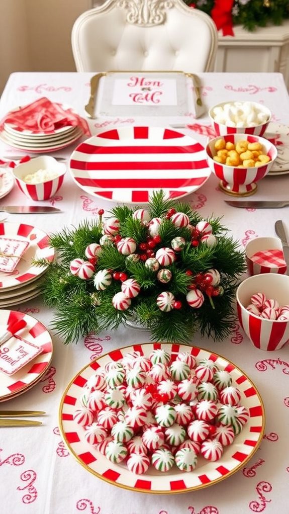 festive peppermint serving dishes