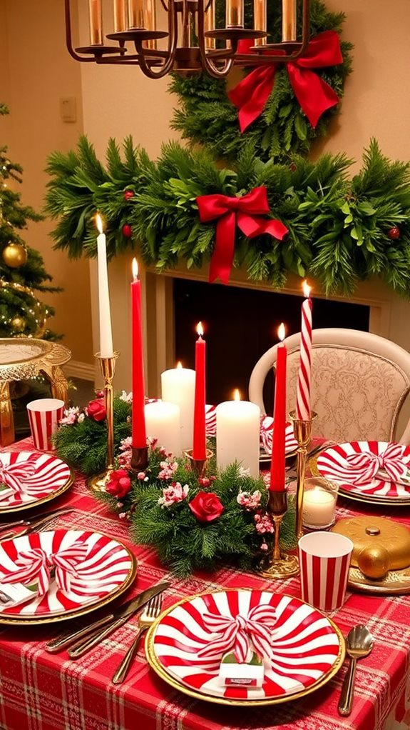 festive peppermint table decor