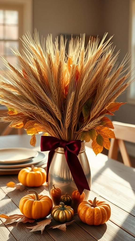 harvested grain stalks bunches