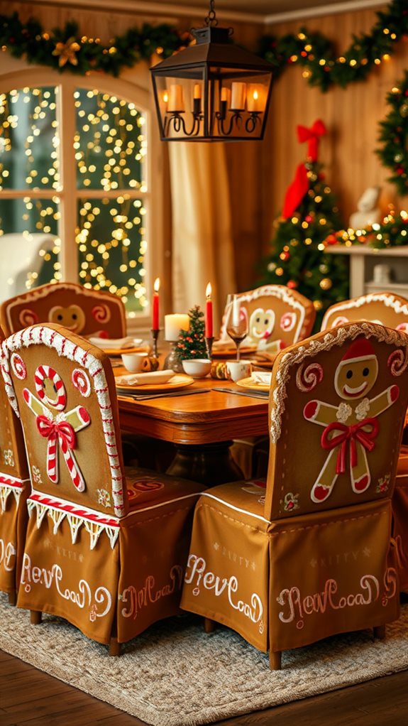 holiday themed gingerbread chair covers