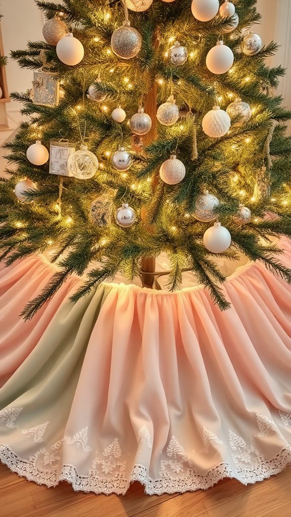 pastel colored tree skirt