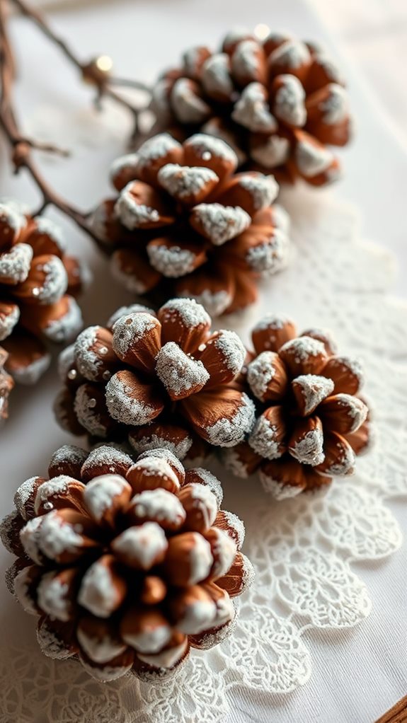 pine cones with crystals