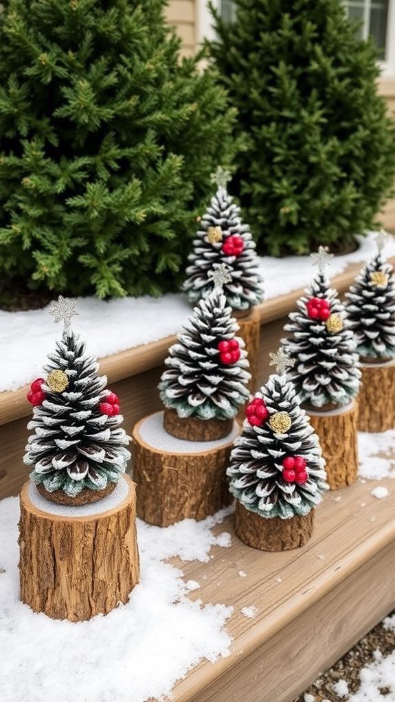 pinecone decorated holiday trees