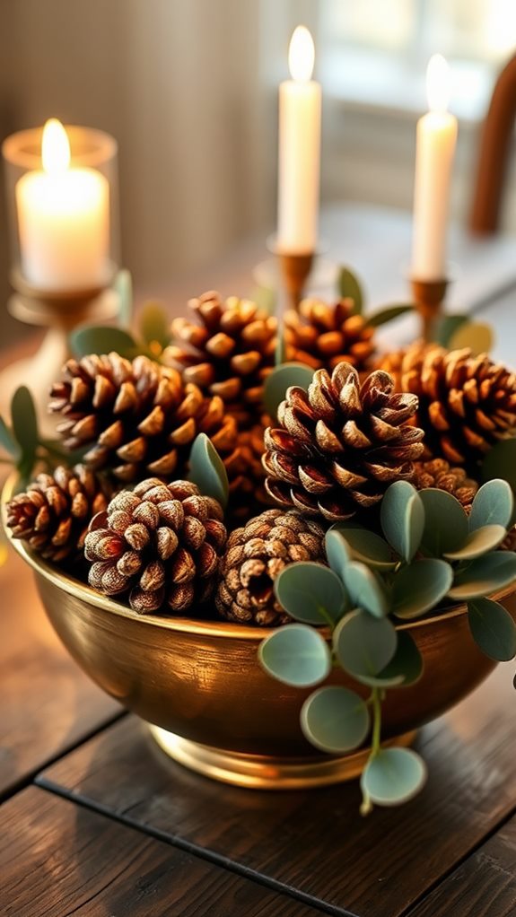 stylish metallic pine cone decor