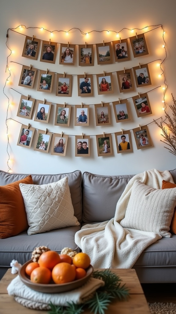 16. Create a DIY Photo Wall of Winter Memories