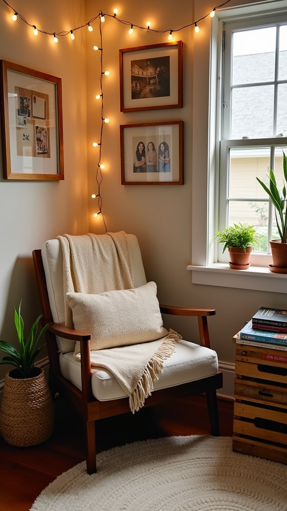 20. Set Up a Cozy Reading Nook with Warm Lighting