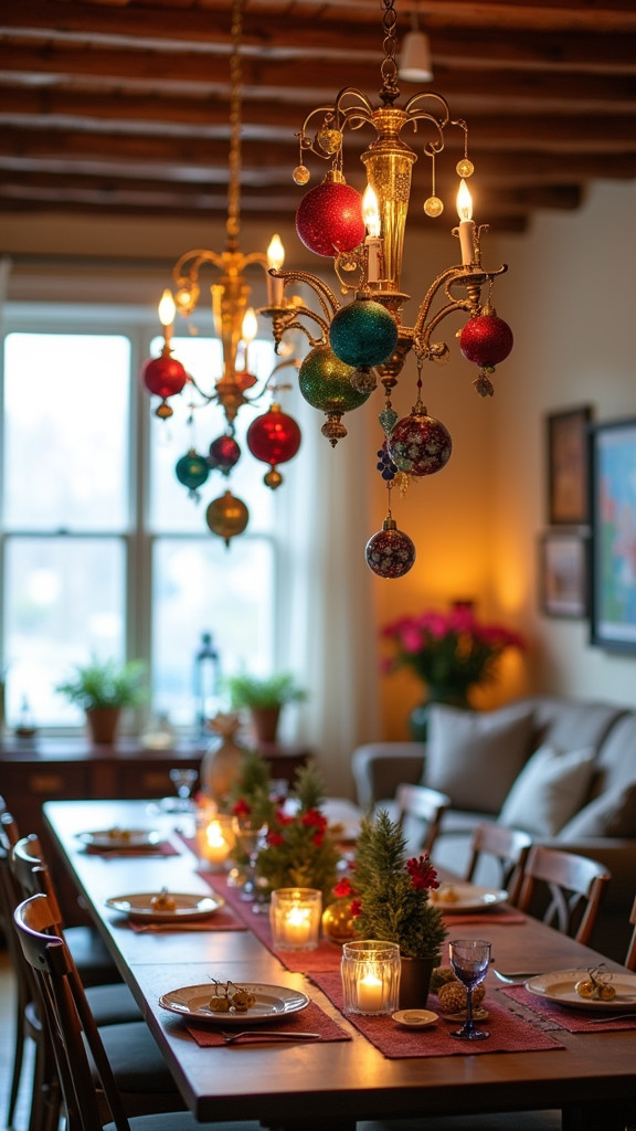 22. Hang Ornaments from Above for a Unique Touch