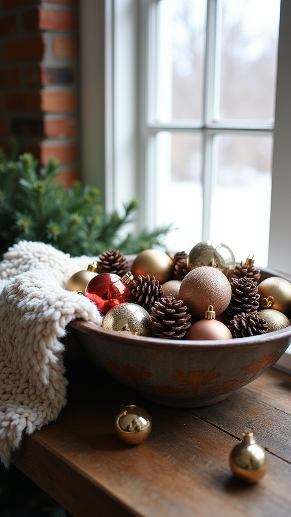 7. Repurpose Christmas Ornaments in a Bowl