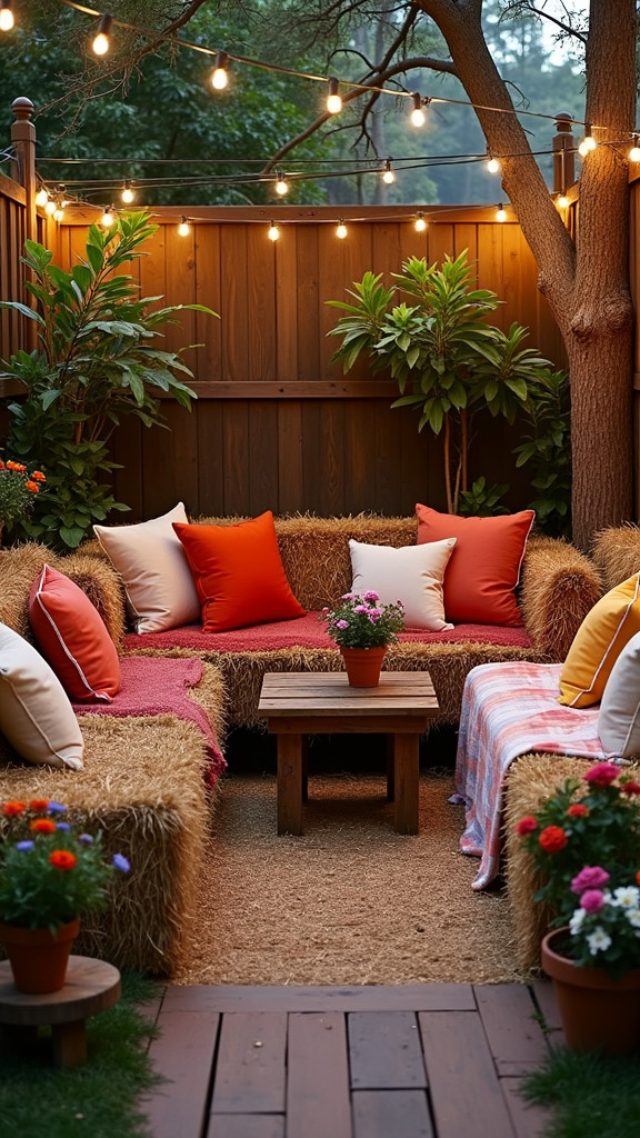 Create a Cozy Seating Area with Hay Bales