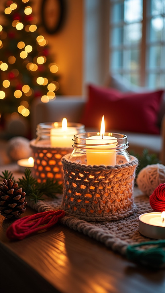 Lovely Crochet Candle Holders for the Holidays