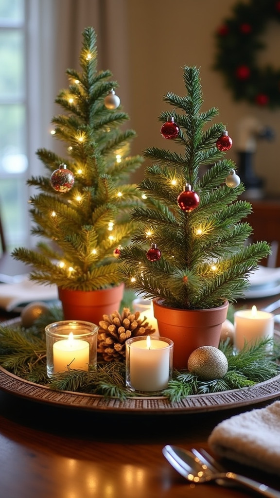 Mini Christmas Trees as Table Decor