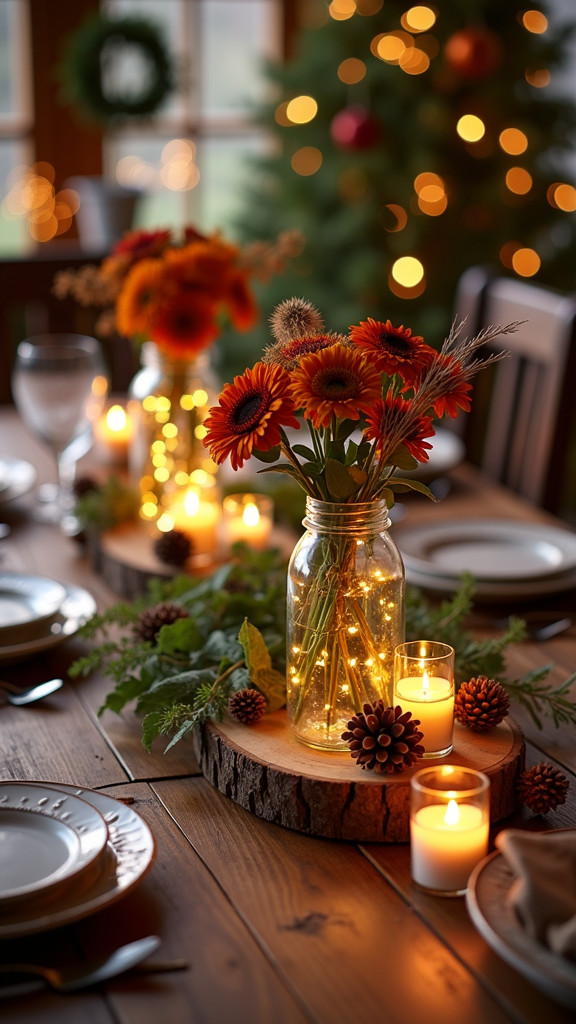 Rustic Charm with Wooden Centerpieces