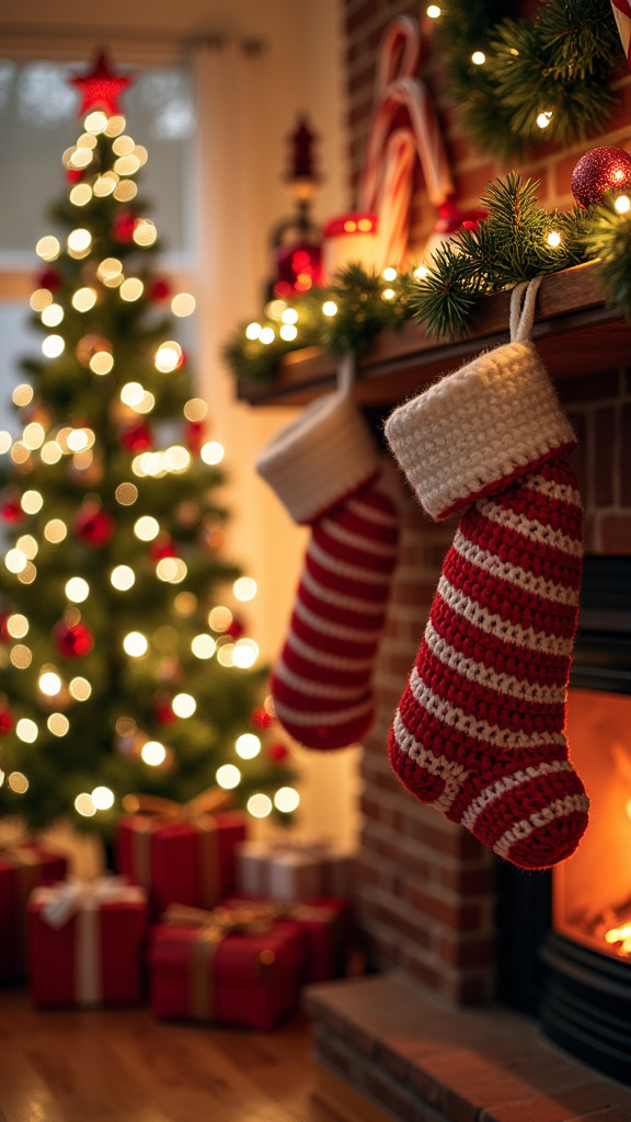 Simple Crochet Candy Canes as Decor