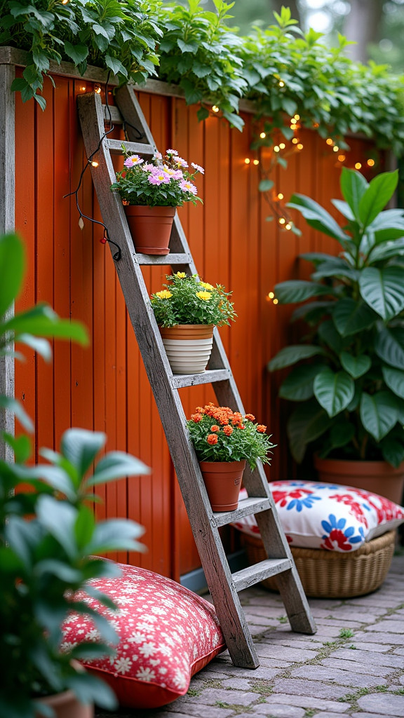 Use Old Ladders for Vertical Plant Stands