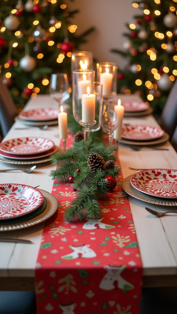 Using Gift Wrap as Table Runner