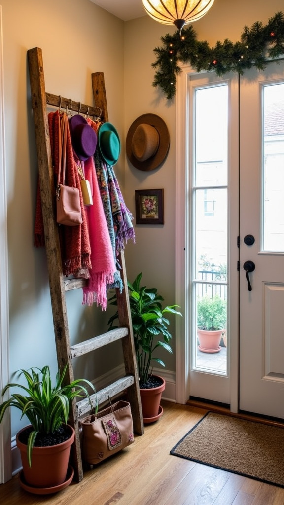 Incorporate a Vintage Ladder for Accessories