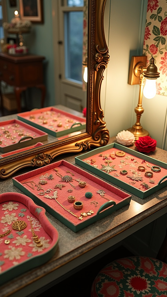 Organize Jewelry in Vintage Trays