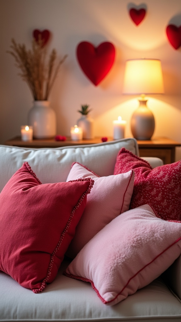 Use Red and Pink Throw Pillows