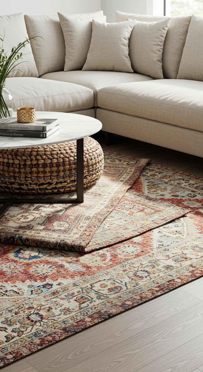 A living room adorned with seasonal decor, including autumn leaves and cozy blankets for fall. The arrangement reflects the changing seasons, adding warmth and charm to the space.