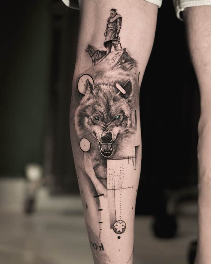 Lone warrior wolf tattoo