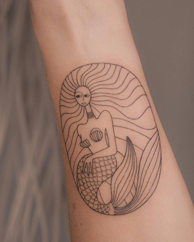 Amazing abstract siren tattoo