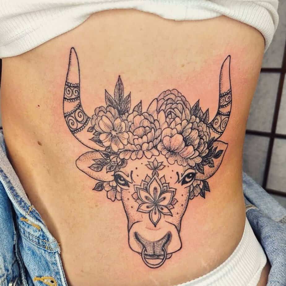 Floral crowned bull