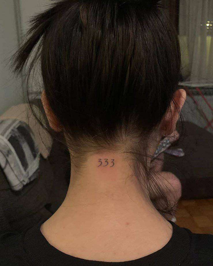 Neck 333 tattoo