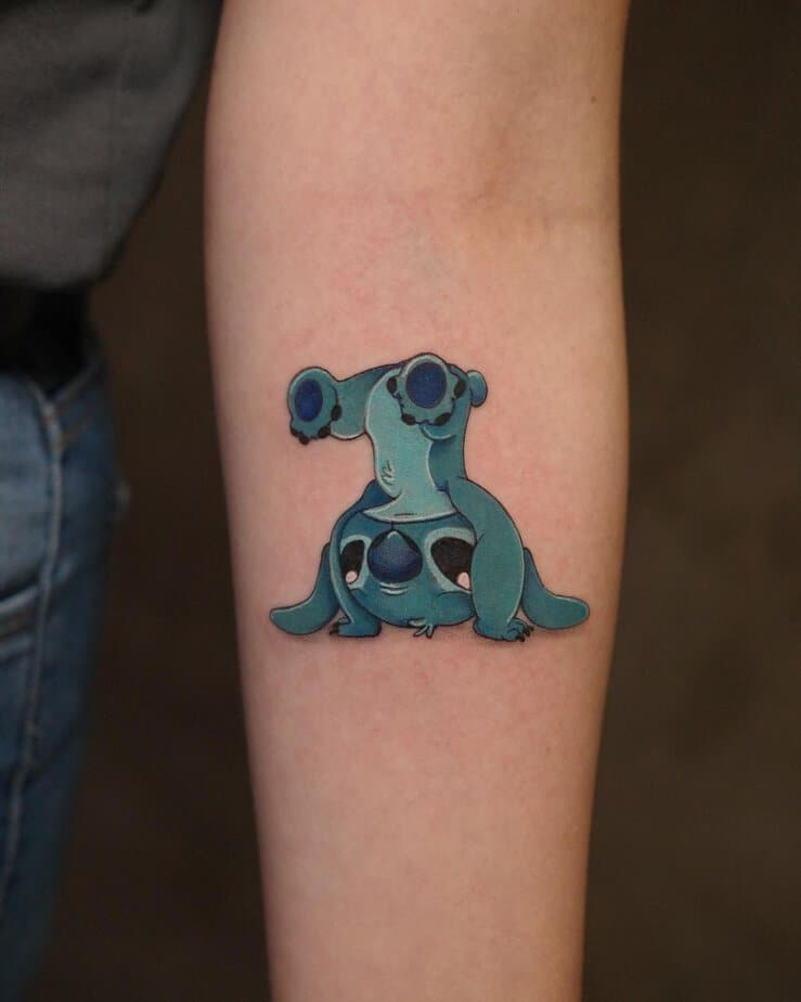 Upside down Stitch tattoo