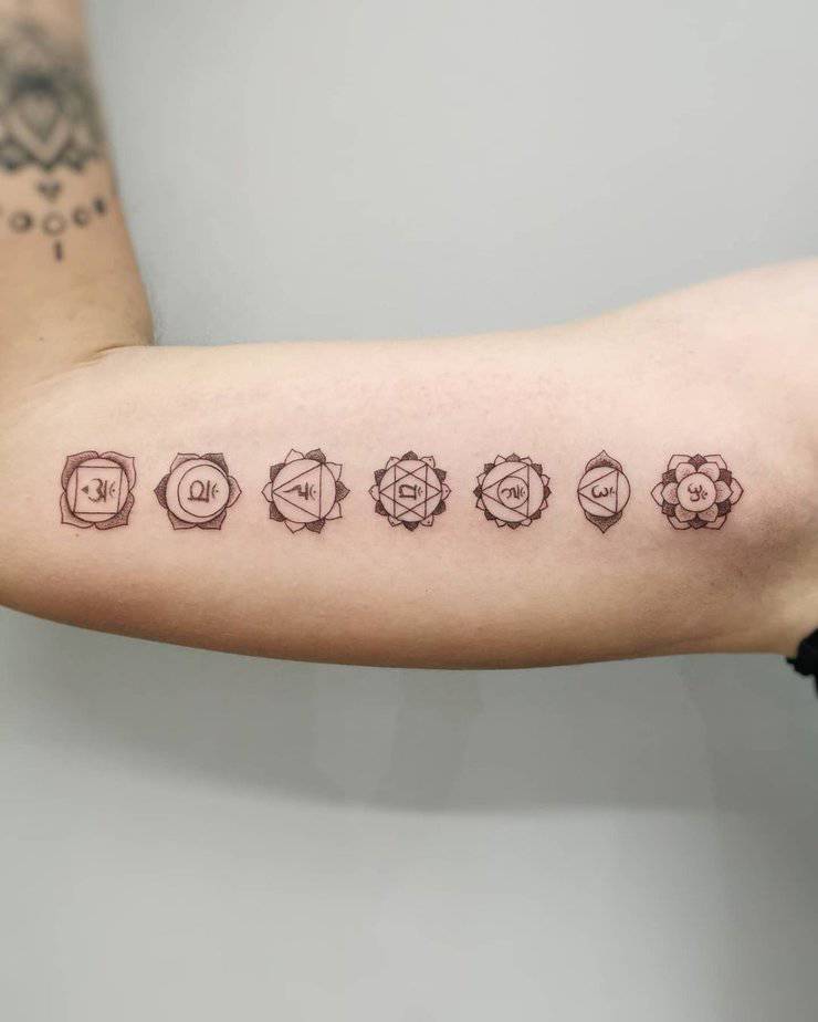 Chakras aligned on forearm