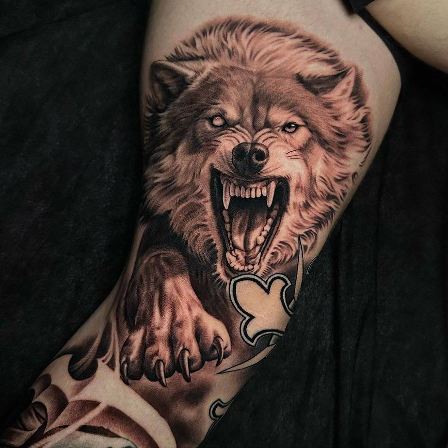 Fierce protector wolf tattoo