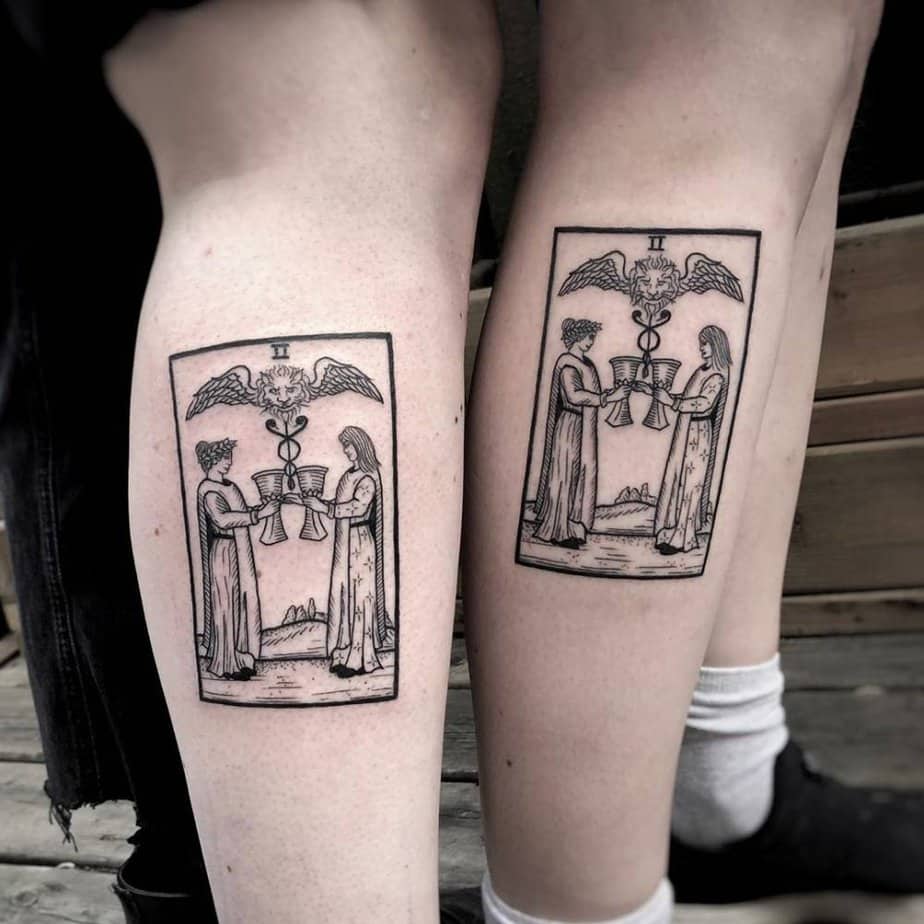 Two of cups tarot tattoo