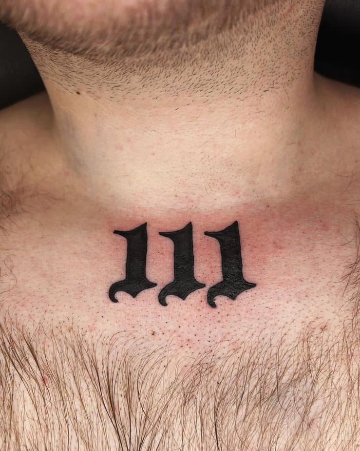Bold 111 neck tattoo