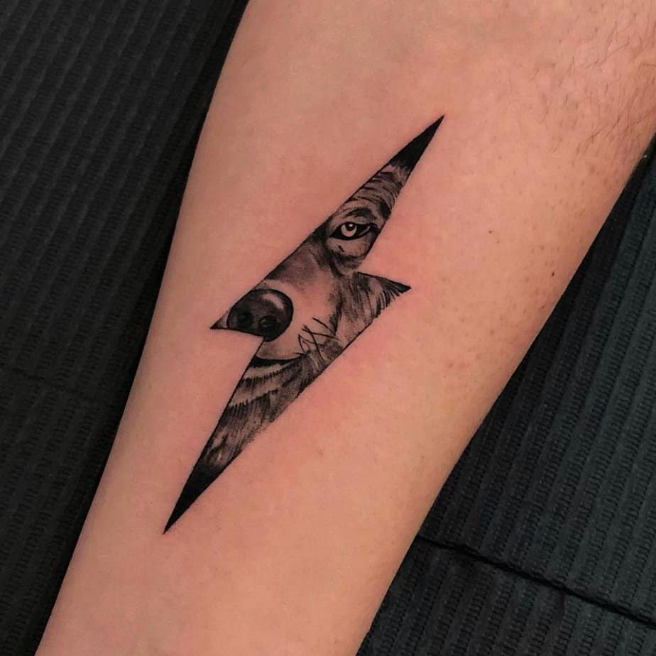 Lightning wolf tattoo