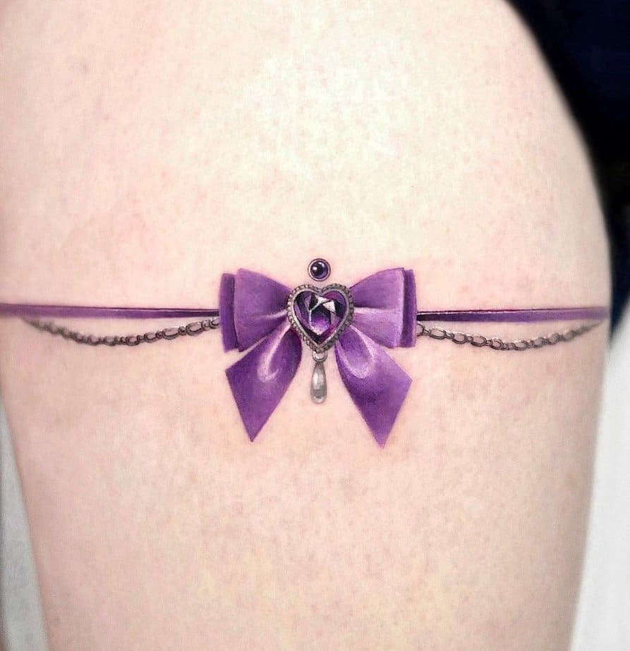 Purple bow with a heart