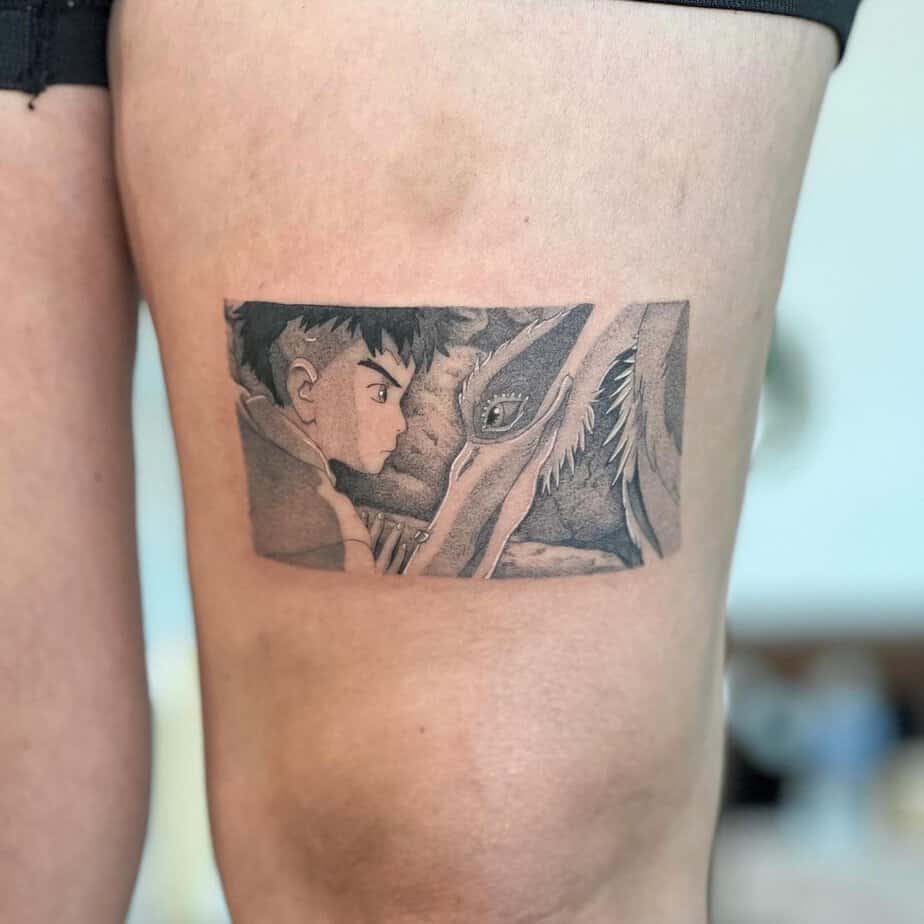 Mahito standing before the enigmatic heron