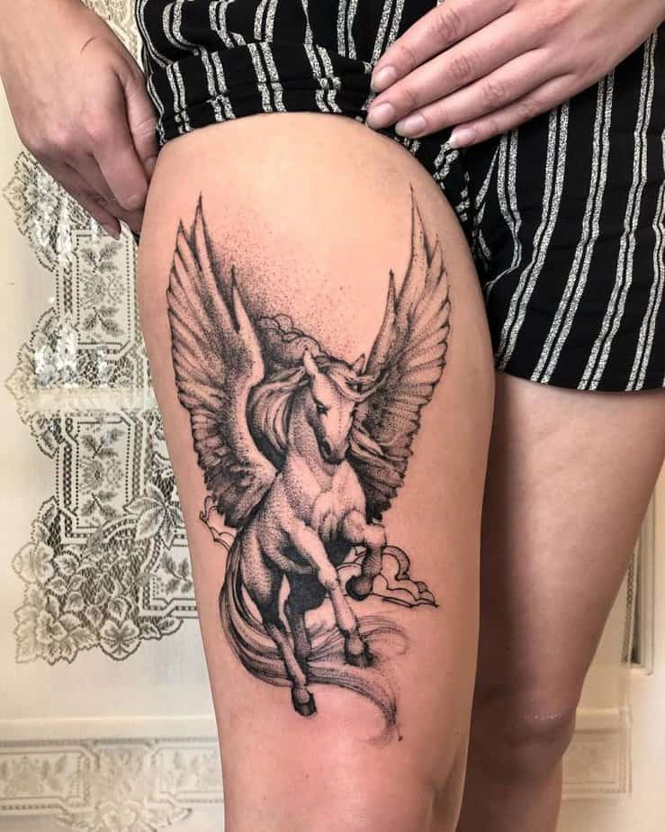 Majestic Pegasus tattoo with spread wings
