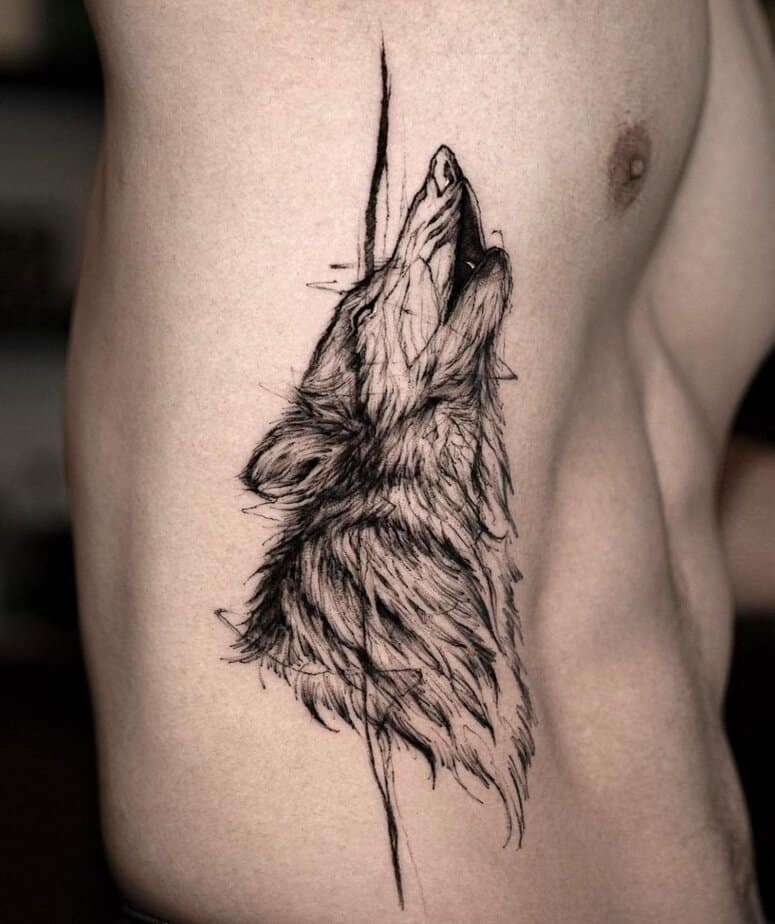 Howling sketch wolf tattoo