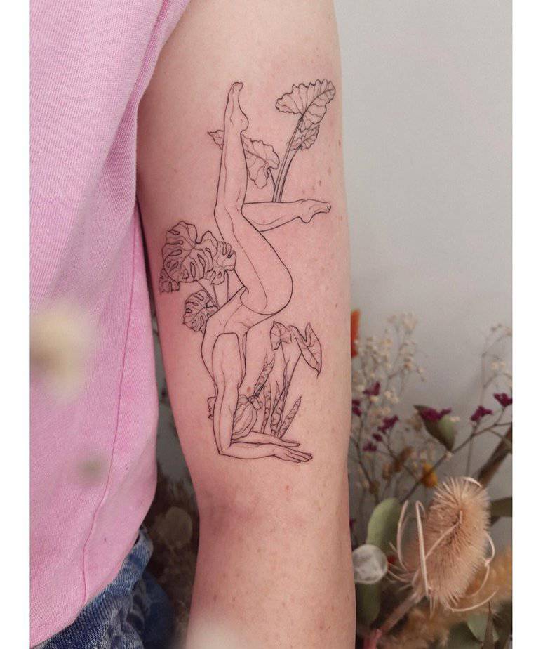 Botanical balance tattoo