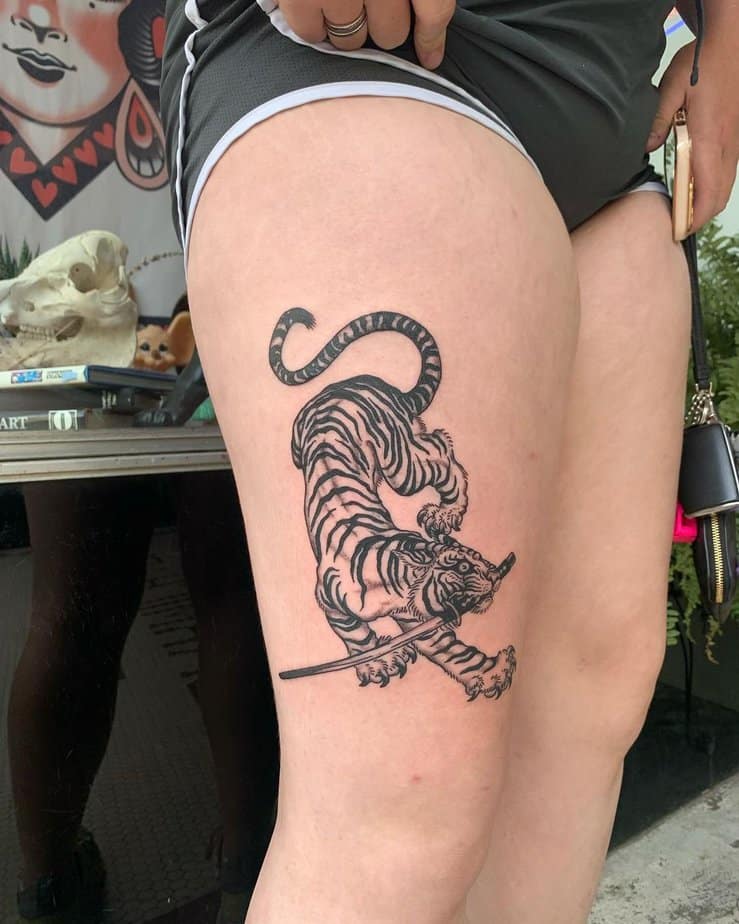 Tiger with a samurai spirit