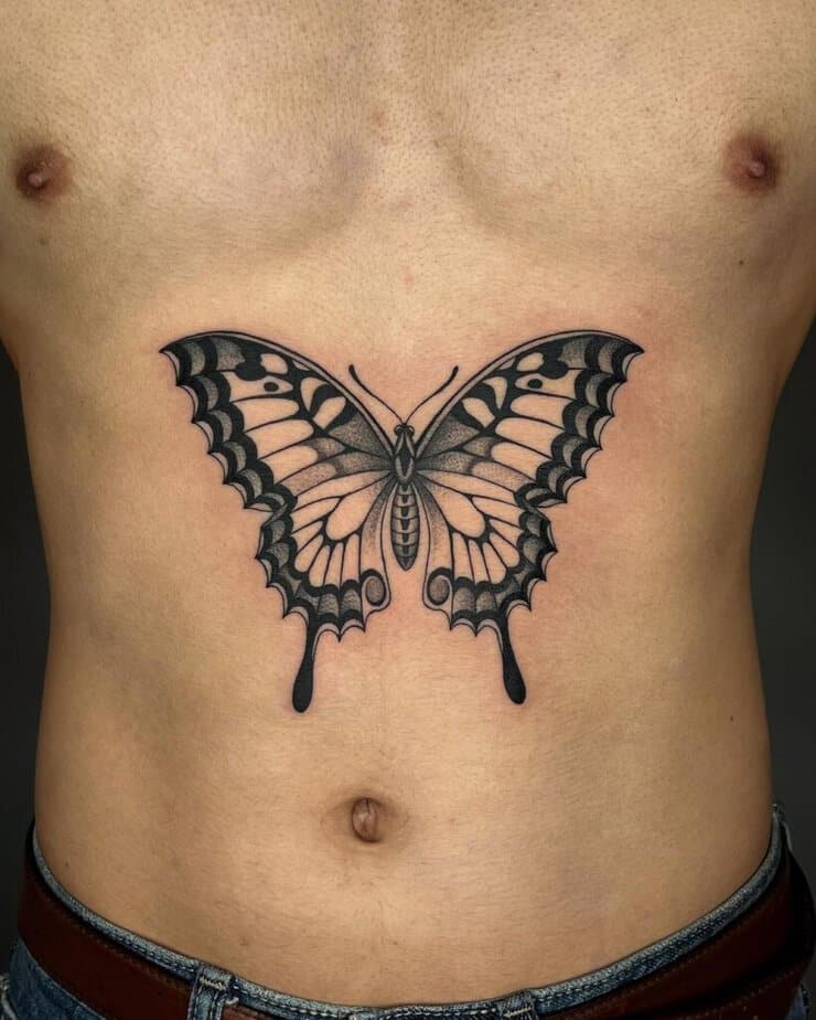 Butterfly stomach tattoo