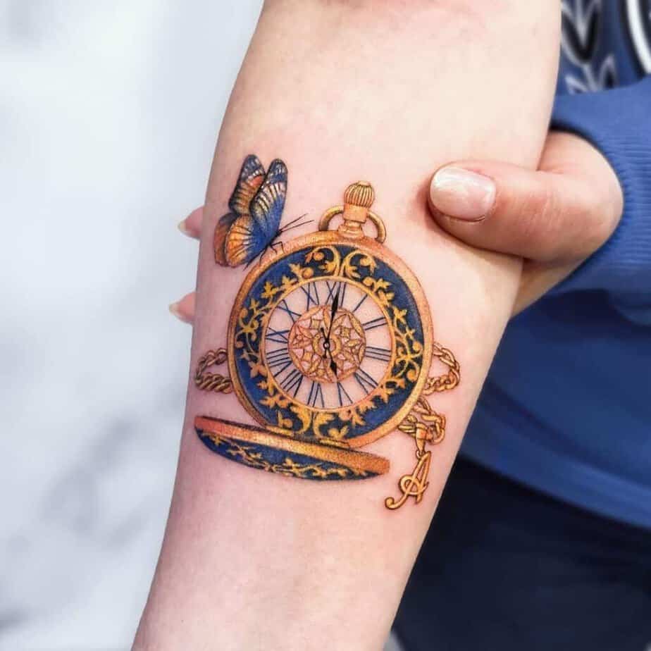 Pocket watch tattoo