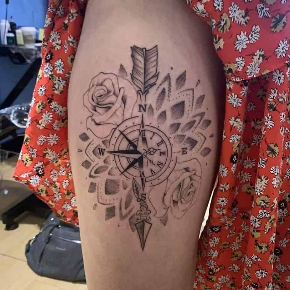 Detailed clock tattoo